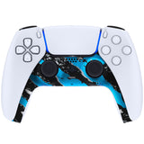 eXtremeRate Blue Coating Splash Patterned Decorative Trim Shell Compatible with ps5 Controller, DIY Replacement Clip Shell, Custom Plates Cover Compatible with ps5 Controller with Accent Rings - GPFS2014