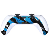 eXtremeRate Blue Coating Splash Patterned Decorative Trim Shell Compatible with ps5 Controller, DIY Replacement Clip Shell, Custom Plates Cover Compatible with ps5 Controller with Accent Rings - GPFS2014