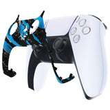 eXtremeRate Blue Coating Splash Patterned Decorative Trim Shell Compatible with ps5 Controller, DIY Replacement Clip Shell, Custom Plates Cover Compatible with ps5 Controller with Accent Rings - GPFS2014