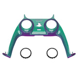 eXtremeRate Chameleon Green Purple Decorative Trim Shell Compatible with PS5 Controller, DIY Replacement Clip Shell Compatible with PS5 Controller, Custom Plates Cover for PS5 Controller with Accent Rings - GPFP3002