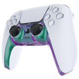 eXtremeRate Chameleon Green Purple Decorative Trim Shell Compatible with PS5 Controller, DIY Replacement Clip Shell Compatible with PS5 Controller, Custom Plates Cover for PS5 Controller with Accent Rings - GPFP3002