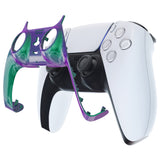 eXtremeRate Chameleon Green Purple Decorative Trim Shell Compatible with PS5 Controller, DIY Replacement Clip Shell Compatible with PS5 Controller, Custom Plates Cover for PS5 Controller with Accent Rings - GPFP3002