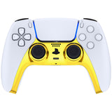 eXtremeRate Chrome Gold Glossy Decorative Trim Shell Compatible with ps5 Controller, DIY Replacement Clip Shell, Custom Plates Cover Compatible with ps5 Controller with Accent Rings - GPFD4001
