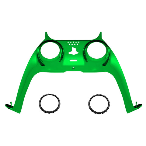 eXtremeRate Chrome Green Decorative Trim Shell Compatible with ps5 Controller, DIY Replacement Clip Shell, Custom Plates Cover Compatible with ps5 Controller with Accent Rings - GPFD4006