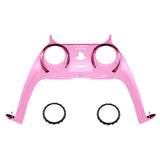 eXtremeRate Chrome Pink Decorative Trim Shell Compatible with ps5 Controller, DIY Replacement Clip Shell, Custom Plates Cover Compatible with ps5 Controller with Accent Rings - GPFD4007
