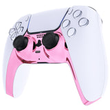 eXtremeRate Chrome Pink Decorative Trim Shell Compatible with ps5 Controller, DIY Replacement Clip Shell, Custom Plates Cover Compatible with ps5 Controller with Accent Rings - GPFD4007
