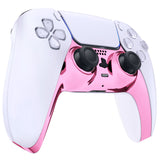 eXtremeRate Chrome Pink Decorative Trim Shell Compatible with ps5 Controller, DIY Replacement Clip Shell, Custom Plates Cover Compatible with ps5 Controller with Accent Rings - GPFD4007