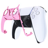 eXtremeRate Chrome Pink Decorative Trim Shell Compatible with ps5 Controller, DIY Replacement Clip Shell, Custom Plates Cover Compatible with ps5 Controller with Accent Rings - GPFD4007