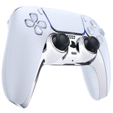 eXtremeRate Chrome Silver Decorative Trim Shell Compatible with ps5 Controller, DIY Replacement Clip Shell, Custom Plates Cover Compatible with ps5 Controller with Accent Rings - GPFD4002