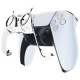 eXtremeRate Chrome Silver Decorative Trim Shell Compatible with ps5 Controller, DIY Replacement Clip Shell, Custom Plates Cover Compatible with ps5 Controller with Accent Rings - GPFD4002