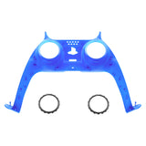 eXtremeRate Clear Blue Decorative Trim Shell for PS5 Controller, DIY Replacement Clip Shell for PS5 Controller, Custom Plates Cover for PS5 Controller w/ Accent Rings - GPFM5004