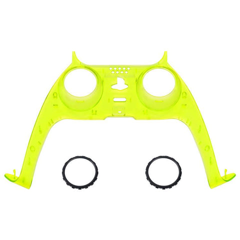 eXtremeRate Clear Lime Green Decorative Trim Shell for PS5 Controller, DIY Replacement Clip Shell for PS5 Controller, Custom Plates Cover for PS5 Controller with Accent Rings - GPFM5011