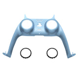 eXtremeRate Metallic Titanium Blue Decorative Trim Shell Compatible with ps5 Controller, DIY Replacement Clip Shell, Custom Plates Cover Compatible with ps5 Controller w/ Accent Rings - GPFP3016