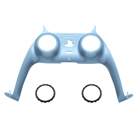 eXtremeRate Metallic Titanium Blue Decorative Trim Shell Compatible with ps5 Controller, DIY Replacement Clip Shell, Custom Plates Cover Compatible with ps5 Controller w/ Accent Rings - GPFP3016