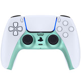 eXtremeRate Metallic Vista Green Decorative Trim Shell Compatible with ps5 Controller, DIY Replacement Clip Shell, Custom Plates Cover Compatible with ps5 Controller w/ Accent Rings - GPFP3022