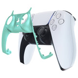 eXtremeRate Metallic Vista Green Decorative Trim Shell Compatible with ps5 Controller, DIY Replacement Clip Shell, Custom Plates Cover Compatible with ps5 Controller w/ Accent Rings - GPFP3022