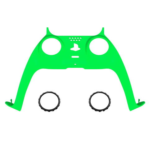 eXtremeRate Neon Green Decorative Trim Shell Compatible with ps5 Controller, DIY Replacement Clip Shell, Custom Plates Cover Compatible with ps5 Controller w/ Accent Rings - GPFP3024