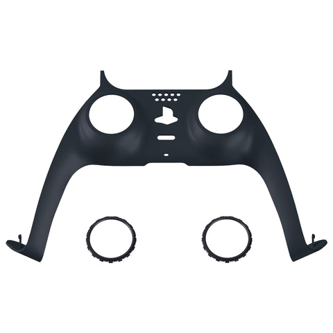 eXtremeRate Solid Black Decorative Trim Shell for PS5 Controller, DIY Replacement Clip Shell for PS5 Controller, Custom Plates Cover for PS5 Controller with Accent Rings - GPFM5006