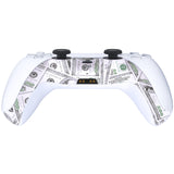 eXtremeRate The $100 Cash Money Patterned Decorative Trim Shell Compatible with ps5 Controller, DIY Replacement Clip Shell, Custom Plates Cover Compatible with ps5 Controller with Accent Rings - GPFS2003