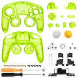 eXtremeRate Clear Lime Green Replacement Faceplate Backplate with Buttons for Nintendo GameCube Controller - GCNM5005