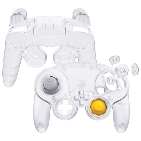 eXtremeRate Clear Replacement Faceplate Backplate with Buttons for Nintendo GameCube Controller - GCNM5003