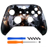 eXtremeRate Armored Mercenary Replacement Part Faceplate, Soft Touch Grip Housing Shell Case for Xbox Series S & Xbox Series X Controller Accessories - Controller NOT Included - FX3R011