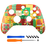 eXtremeRate Christmas Wrap Replacement Part Faceplate, Soft Touch Grip Housing Shell Case for Xbox Series S & Xbox Series X Controller Accessories - Controller NOT Included - FX3R019