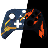 eXtremeRate Glow in Dark Mecha - Orange Style Faceplate Cover, Soft Touch Front Housing Shell Case Replacement Kit for Xbox One Elite Series 2 Controller Model 1797 - Thumbstick Accent Rings Included - ELT142