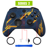 eXtremeRate Glow in Dark Mecha - Orange Style Faceplate Cover, Soft Touch Front Housing Shell Case Replacement Kit for Xbox One Elite Series 2 Controller Model 1797 - Thumbstick Accent Rings Included - ELT142