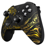 eXtremeRate Replacement Front Housing Shell Case for Xbox One Elite Series 2 & Elite 2 Core Controller (Model 1797) - The Great GOLDEN Wave Off Kanagawa - Black - ELT154