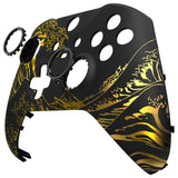 eXtremeRate Replacement Front Housing Shell Case for Xbox One Elite Series 2 & Elite 2 Core Controller (Model 1797) - The Great GOLDEN Wave Off Kanagawa - Black - ELT154