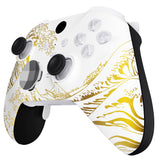 eXtremeRate The Great GOLDEN Wave Off Kanagawa - White Replacement Front Housing Shell Case with Thumbstick Accent Rings for Xbox One Elite Series 2 Controller Model 1797 - ELT155