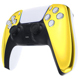 eXtremeRate Chrome Gold Glossy Replacement Front Housing Shell Compatible with ps5 Controller BDM-010/020/030/040/050 - MPFD4001