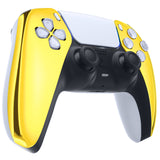 eXtremeRate Chrome Gold Glossy Replacement Front Housing Shell Compatible with ps5 Controller BDM-010/020/030/040/050 - MPFD4001