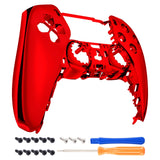 eXtremeRate Chrome Red Glossy Replacement Front Housing Shell Compatible with ps5 Controller BDM-010/020/030/040/050 - MPFD4003