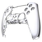 eXtremeRate Chrome Silver Glossy Replacement Front Housing Shell Compatible with ps5 Controller BDM-010/020/030/040/050 - MPFD4002