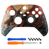 eXtremeRate Red Dragon Replacement Part Faceplate, Soft Touch Grip Housing Shell Case for Xbox Series S & Xbox Series X Controller Accessories - Controller NOT Included - FX3T195