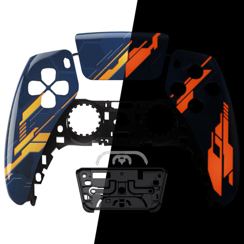 eXtremeRate Glow in Dark Mecha - Orange Touchpad Front Housing Shell Compatible with ps5 Controller BDM-010/020/030/040/050, DIY Replacement Shell Custom Touch Pad Cover Compatible with ps5 Controller - ZPFT1009G3