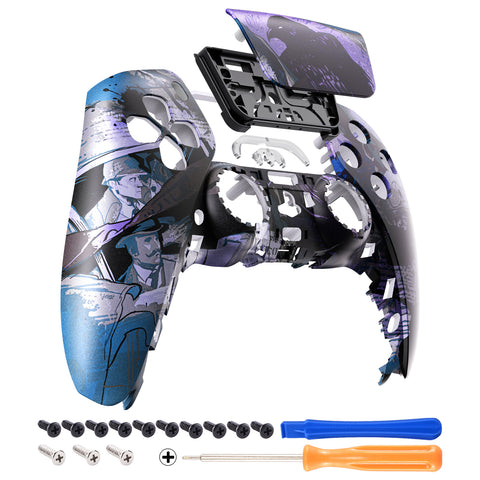 eXtremeRate The Great Detective Front Housing Shell Compatible with ps5 Controller BDM-010/020/030/040, DIY Replacement Shell Custom Touch Pad Cover Compatible with ps5 Controller - ZPFR020G3