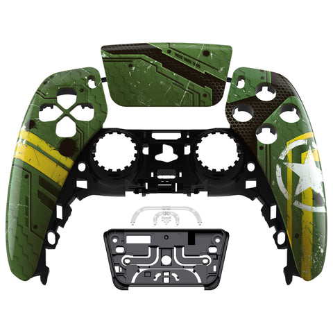 eXtremeRate Army Mecha Touchpad Front Housing Shell Compatible with ps5 Controller BDM-010/020/030/040/050, DIY Replacement Shell Custom Touch Pad Cover Compatible with ps5 Controller - ZPFT1053G3
