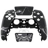 eXtremeRate Black White Marble Effect Touchpad Front Housing Shell Compatible with ps5 Controller BDM-010/020/030/040/050, DIY Replacement Shell Custom Touch Pad Cover Compatible with ps5 Controller - ZPFT1046G3