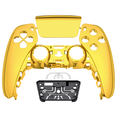 eXtremeRate Chrome Gold Touchpad Front Housing Shell Compatible with ps5 Controller BDM-010/020/030/040/050, DIY Replacement Shell Custom Touch Pad Cover Compatible with ps5 Controller - ZPFD4001G3