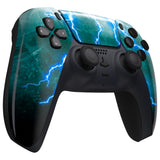eXtremeRate Green Storm Thunder Touchpad Front Housing Shell Compatible with ps5 Controller BDM-010/020/030/040/050, DIY Replacement Shell Custom Touch Pad Cover Compatible with ps5 Controller - ZPFT1092G3