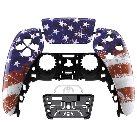eXtremeRate Impression US Flag Touchpad Front Housing Shell Compatible with ps5 Controller BDM-010/020/030/040/050, DIY Replacement Shell Custom Touch Pad Cover Compatible with ps5 Controller - ZPFT1055G3