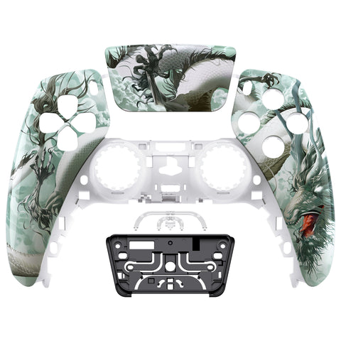 eXtremeRate Jade Dragon - Cloud Dominator Touchpad Front Housing Shell Compatible with ps5 Controller BDM-010/020/030/040/050, DIY Replacement Shell Custom Touch Pad Cover Compatible with ps5 Controller - ZPFT1071G3