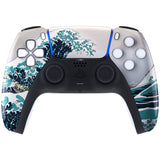 eXtremeRate The Great Wave Pattern Touchpad Front Housing Shell Compatible with ps5 Controller BDM-010/020/030/040/050, DIY Replacement Shell Custom Touch Pad Cover Compatible with ps5 Controller - ZPFT1006G3