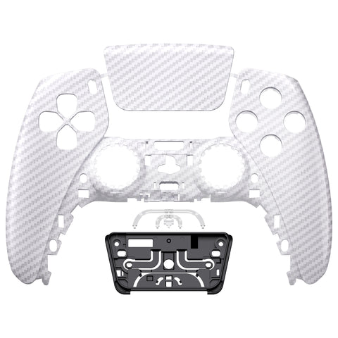 eXtremeRate White Silver Carbon Fiber Touchpad Front Housing Shell Compatible with ps5 Controller BDM-010/020/030/040/050, DIY Replacement Shell Custom Touch Pad Cover Compatible with ps5 Controller - ZPFS2010G3