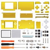 eXtremeRate Chrome Gold Replacement Full Housing Shell for Nintendo DS Lite, Custom Handheld Console Case Cover with Buttons, Screen Lens for Nintendo DS Lite NDSL - Console NOT Included - DSLD4001