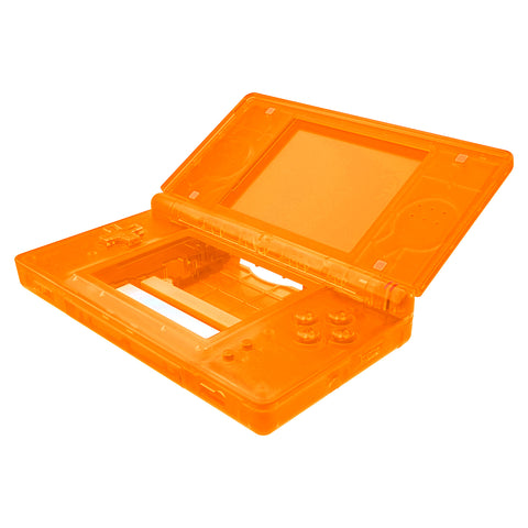 eXtremeRate Clear Orange Replacement Full Housing Shell for Nintendo DS Lite, Custom Handheld Console Case Cover with Buttons, Screen Lens for Nintendo DS Lite NDSL - Console NOT Included - DSLM5011