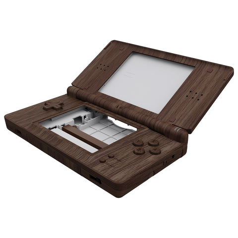 eXtremeRate Wood Grain Replacement Full Housing Shell for Nintendo DS Lite, Custom Handheld Console Case Cover with Buttons, Screen Lens for Nintendo DS Lite NDSL - Console NOT Included - DSLS2001